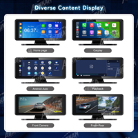 Caméra de tableau de bord portable à double canal avec écran IPS avant 1024x600, Carplay, Android Auto, sans fil, écran tactile 6,86 pouces, caméra de recul, carte SD