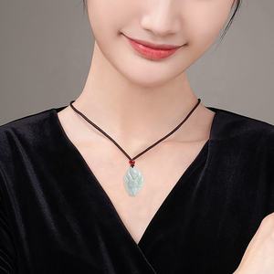 หยกธรรมชาติพม่าจี้หยกจิ้งจอกเก้าหางแฟชั่นเรียบง่าย UNISEX ของขวัญพร้อมใบรับรอง DW86 - Product Image 4