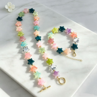 Collier de perles acryliques colorées CH-HDN2072, collier avec fermoir plaqué or, collier de perles en verre acrylique coloré, bijoux
