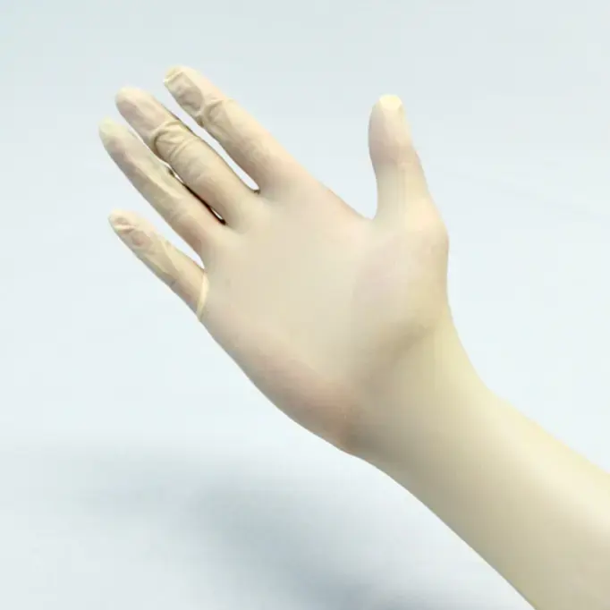 การตรวจสอบน้ํายาง ถุงมือย่อยสลายได้ ถุงมือยางความปลอดภัยแบบใช้แล้วทิ้ง ถุงมือทํางานด้วยมือลาเท็กซ์ธรรมชาติ 100% สําหรับ Medika