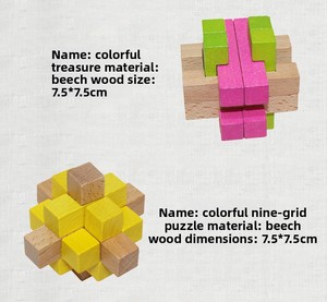 Rompecabezas de madera de haya, rompecabezas Burr, rompecabezas 3D hechos a <span class=keywords><strong>mano</strong></span>, juegos de ingenio, juguetes educativos intelectuales para niños y adultos - Product Image 6