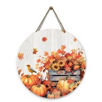 Plaque suspendue en bois pour l'automne, avec citrouille et feuilles d'érable, thème 'Bienvenue Automne', pour décorations de Thanksgiving, de porte d'entrée, de porche et de ferme