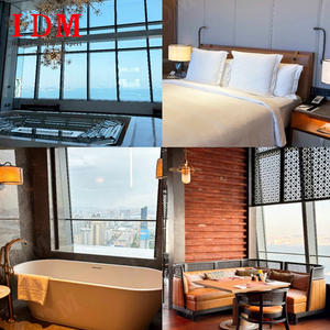 طقم أثاث غرفة نوم عصري فاخر مصمم خصيصًا من IDM، سرير خشبي لغرف الفنادق والشقق الفندقية من فئة 3 إلى 5 نجوم - Product Image 5