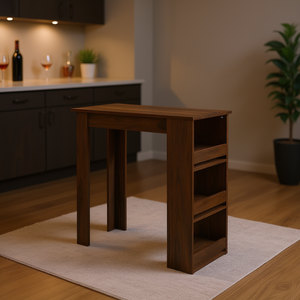 Mesa de Bar Rectangular de Madera de Roble Ahumado con 3 Estantes, Muebles de Bar Modernos y Rústicos para el Hogar - Product Image 2