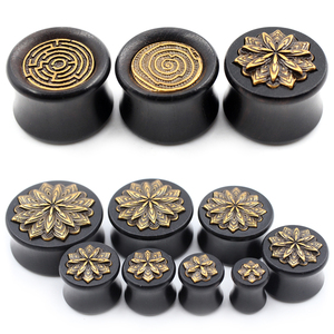 Alisouy, 2 uds., madera, cobre, flor, espiral, doble acampanado, túneles de oreja, expansor, camilla, medidores, pendientes, Piercing, joyería para el cuerpo - Product Image 3