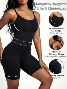En gros Body gainant côtelé sans couture pour femme, effet ventre plat, amincissant la taille et rehausseur de fesses - Product Image 4