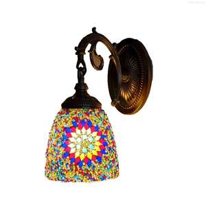 Handmade Art Lampshade Wall <b>Lamp</b> LED Light Source Iron Body Stained Glass <b>Shade</b>-<b>Modern</b> Living Room Wall-Mounted Dimmable <b>Lamp</b> - Product Image 6