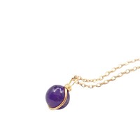 Collar con colgante de bola de amatista y cobre con cadena de bambú, resistente al agua y al deslustre, envuelto en alambre, joyería llamativa de estilo celestial y moderno