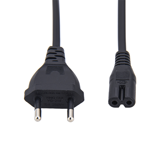 Euro 2-Pin Power Cord C7 AC Home Appliance Stripped EU 2 Outlets US Plug Standard Copper Extension Cable Female IEC End