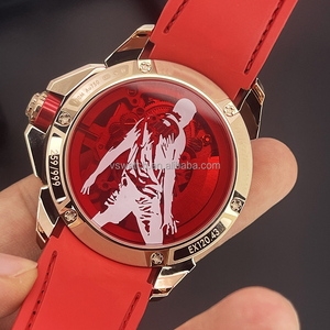 Montre pour homme de haute qualité, sportive, personnalisée, boîtier en acier inoxydable, bracelet en caoutchouc, résistance à l'eau 3BAR, mécanique - Product Image 2