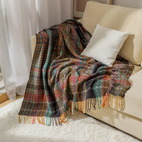 Couverture de canapé, couverture climatisée, drap de lit tissé style ethnique ondulé, serviette de canapé, nappe et couverture