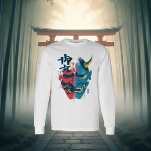 T-shirt japonais Yokai Oni à manches longues, design artistique, vêtements unisexes - Product Image 3