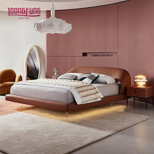 LOONGFUNG <span class=keywords><strong>Letto</strong></span> di Lusso su Misura in Vera Pelle con Supporto <span class=keywords><strong>a</strong></span> <span class=keywords><strong>Doghe</strong></span> in Legno di Pino Personalizzabile, Struttura <span class=keywords><strong>Letto</strong></span> Piattaforma Su Misura - Product Image 1