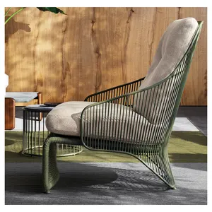 Direct Factory Modern Stackable Metal Plastic Rattan Outdoor Garden Lounge Dining Chair