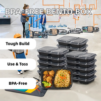 Boîte à lunch Bento sans BPA à 2 compartiments de haute qualité Conteneurs de stockage d'aliments jetables pour préparation de repas Boîte en plastique
