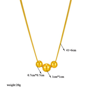 Gold Ball Pendant Necklace Geometric Design Chain Unisex Everyday Wear - Product Image 4