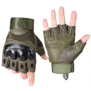 Gants de course en cuir PU à demi-doigts avec protection de la paume, sangle de poignet réglable, unisexe, activités de plein air, vert - Product Image 1
