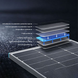 Panneaux solaires monocristallins haute capacité, demi-cellules, entièrement noirs, bifaciaux, double vitrage, efficacité 23 %, 800 W, pour centrale électrique - Product Image 2