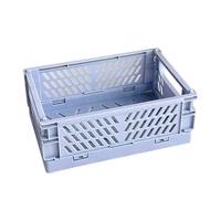 Panier de rangement pliable en plastique couleur pastel, empilable, organisateur de bureau, panier de rangement pliable en PP pour fournitures de bureau et articles divers