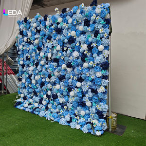 LEDA - Panel de Flores 3D Personalizado con Hortensias y Rosas Azules, Fondo de Boda Artificial de Seda Hecho a Mano con Efecto Suave - Product Image 2