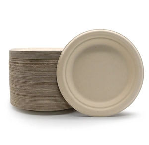 Assiettes en carton jetables personnalisées en <span class=keywords><strong>bambou</strong></span> <span class=keywords><strong>Vaisselle</strong></span> de fête bon marché Assiette de bagasse de canne à sucre pour le service des aliments Vente en gros - Product Image 6