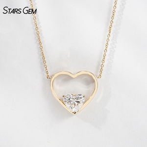 Collier de 1 carat en or jaune 14 carats avec chaîne en diamant de laboratoire - Product Image 2