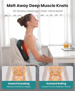 BRAD <b>Back</b> Massager <b>Heat</b> FSA/HSA Eligible EZBack Corded Pain Relief Deep Tissue Shiatsu Pillow for <b>Back</b> Neck - Product Image 2