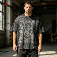 T-shirt vintage pour homme 260 g/m², 100 % coton, délavé à l'acide, personnalisé, haute qualité, coupe oversize, uni, décontracté, impression numérique