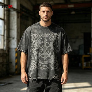 260Gsm <strong>Men's</strong> Vintage Acid Wash <strong>T</strong>-<strong>Shirt</strong> 100% Cotton Custom High Quality Oversized Solid Casual Digital Printing <strong>t</strong> <strong>Shirt</strong> for <strong>Men</strong> - Product Image 3