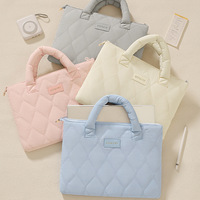Bolso acolchado para computadora portátil de 13 pulgadas, bolso de mano para computadora a prueba de golpes de fibra de poliéster para mujer, maletín acolchado para computadora portátil con diamantes rosas