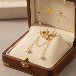 <span class=keywords><strong>Collana</strong></span> con Nappe Floreali Placcata Oro 14K con Zirconi e Perle per Boutique Nuziale, Vendita al Dettaglio, Direttamente dalla Fabbrica, MOQ Basso - Product Image 3
