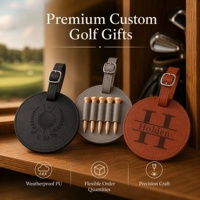 Porte-t-shirt de golf professionnel en cuir PU avec capacité de 5 tés, étiquette de sac gravée au laser de forme ronde pour les joueurs de tournoi