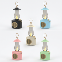 Lanterne de camping vintage avec haut-parleur 5W 1200mAh BT5.3, lampe rétro portable d'extérieur avec lumière LED colorée et autonomie de 3 à 5 heures