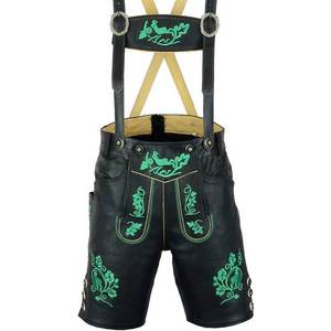 Lederhosen bavaroises noires pour hommes, brodées, en cuir de vachette de qualité supérieure, pour l'Oktoberfest, tailles européennes 46 à 62 en stock - Product Image 2