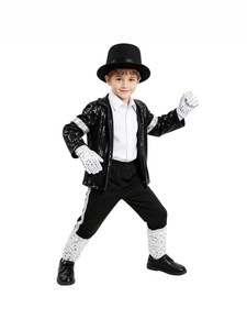 Disfraz Infantil de Michael Jackson, Estrella del Pop de los 80, Traje Retro con Lentejuelas, Pantalones, Sombrero y Guantes para Niños, Fiesta de Halloween - Product Image 6