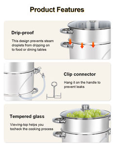 Olla <span class=keywords><strong>Vaporera</strong></span> y Exprimidor de Frutas de Cocina de 3 Capas y 8L, Ecológica, de Metal, con Fondo de Inducción - Product Image 5