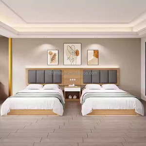 Affordable 3 Star Hotel Bedroom Furniture Sets Complete King <b>Queen</b> Wood <b>Bed</b> Frame with Upholstered Headboard Nightstand TV Desk - Product Image 1