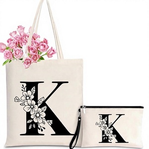 2026 New Arrival <b>Large</b> Beige Cotton <b>Canvas</b> Letter Pattern Custom Logo Printed Reusable Shoulder Brand Advertising Tote <b>Bag</b> - Product Image 2