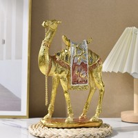 Statue de chameau en résine dorée, figurine de chameau dromedaire, sculpture d'animal du désert, décoration de table arabe, souvenir touristique, cadeau