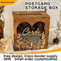 Boîte de rangement créative en bois découpée au laser pour cartes postales, cartes de vœux et cartes de signature de banquet de mariage, design assemblé