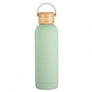 Minimalist Stainless Steel Vacuum Tumbler With Wooden Lid And Handle For Travel - Product Image 2