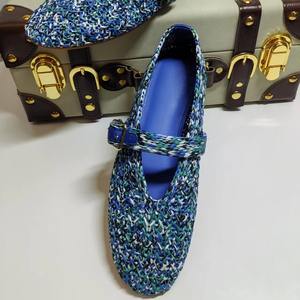 2025 versione <span class=keywords><strong>in</strong></span> tessuto elasticizzato di tendenza della moda estiva Mary Jane Shoes suola <span class=keywords><strong>in</strong></span> gomma Slip-On intrecciata a mano <span class=keywords><strong>in</strong></span> <span class=keywords><strong>rafia</strong></span> colorata - Product Image 1