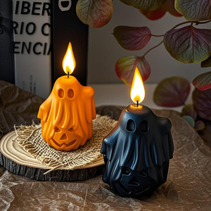 Bougie artisanale en cire de soja parfumée fantôme d'Halloween, décoration d'intérieur, cadeau citrouille, souvenir - Product Image 2