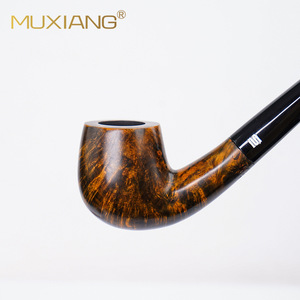 Muxiang Wooden Tobacco Pipe Bent Type 9mm Filter Solid Briar Wood Smoking Pipe For Men Gift - Product Image 3