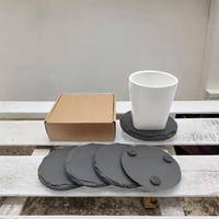 Sous-verres ronds en ardoise noire classiques écologiques de 4 pouces, vierges pour gravure laser, vente en gros sur mesure