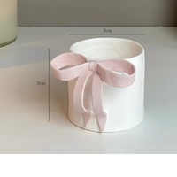 Vente directe d'usine, tasse à café en céramique personnalisée, style coréen, avec poignée en forme de nœud 3D, mignonne, pour filles, princesse, tasse en céramique mignonne