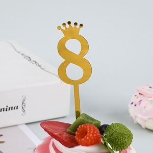 ที่เสียบเค้กตัวเลข 0-9 แบบหนา วัสดุอะคริลิค สำหรับทุกวัย รูปมงกุฎ - Product Image 3