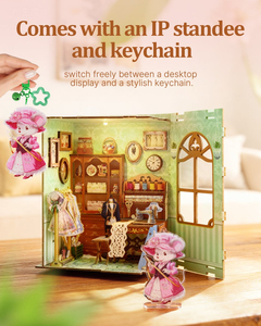 DIY Miniature Mouse Tailor Shop Book Nook, <b>LED</b> <b>Lighted</b> 3D Wooden Puzzle Bookend for Home Ornament - Product Image 3
