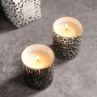 Vente chaude Personnalisé Tigre Imprimer Imprimé Léopard Design Motif Bocal En Verre Cire De Soja Bougies Parfumées Maison De Luxe Déc
