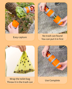 Vente flash : Ramasse-crottes pour chien en plastique portable avec sacs à crottes intégrés, sans contact, élimination des déchets d'animaux, fonctionnement en un clic, extérieur - Product Image 3